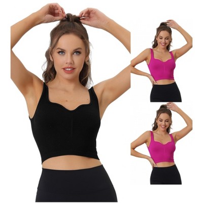 INSPIRE CHIC Women's Slim-Fit Ribbed Workout Sleeveless Plunge Sports Camisole 3 Packs
