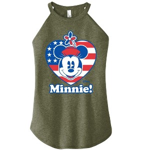 Women's - Disney - Minnie Flag Heart Graphic High Neck Tank - 1 of 4