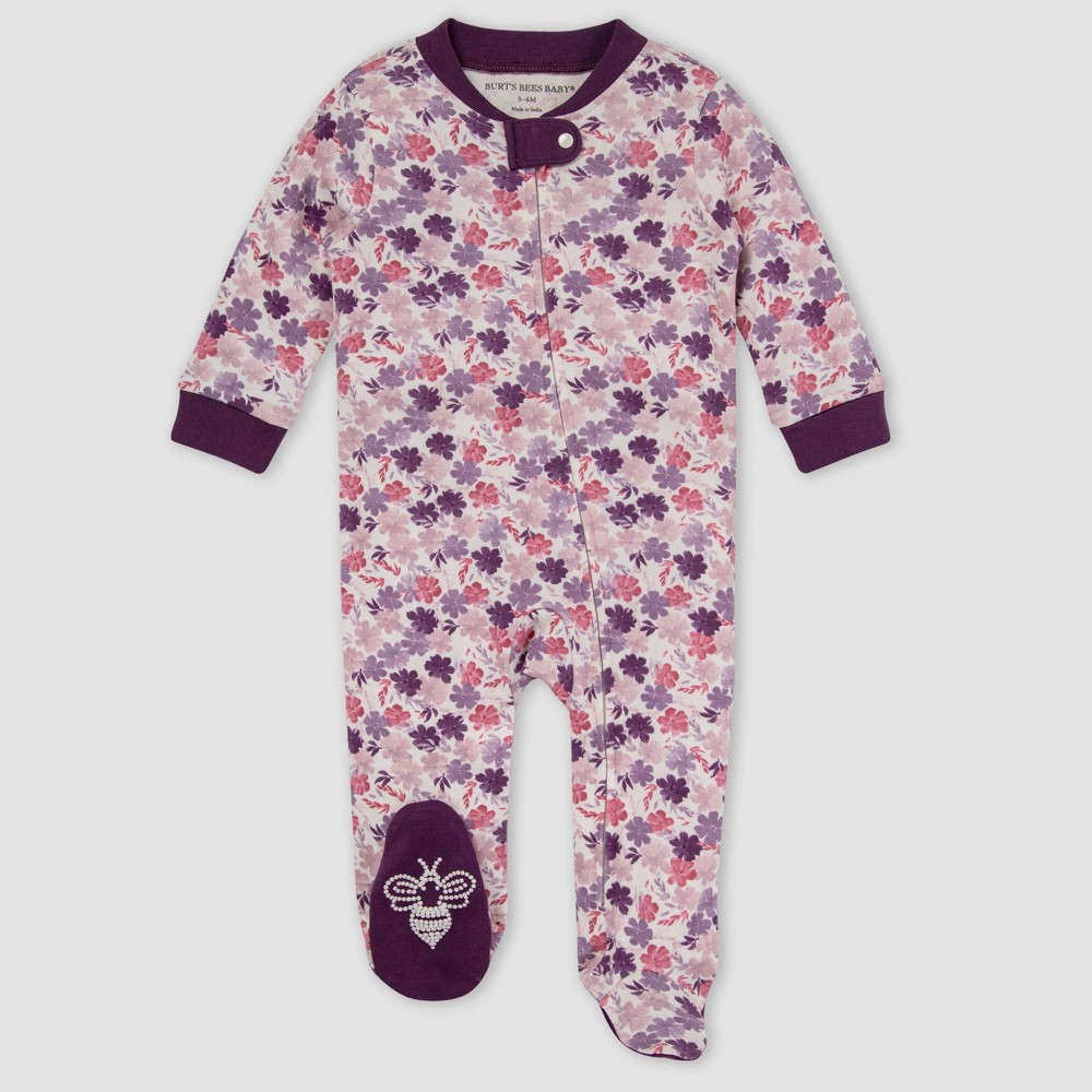 Burt's Bees Baby Baby Girls' Ditsy Museum Garden Sleep & Play - Dark Purple 0-3M