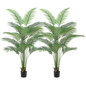 Artificial Palm Trees for Indoor -Tall Faux Floor Palm Plant with Realistic Trunks and Lifelike Palm Leaves, Fake Plants Tropical Plants with Pot - 1 of 4