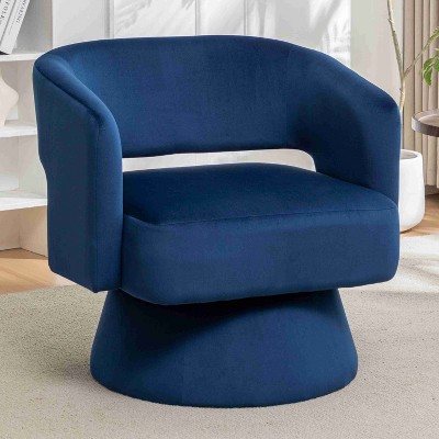 CAVINAS Velvet Fabric Swivel Accent Chair with Shoulder-Blade-High Backrest,Upholstered Swivel Arm Chairs,Reading Chairs for Living Room