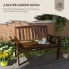 VYNXARIA Outsunny Wood Outdoor Bench - 2-Person Garden Bench with Cupholder Armrests - 4 of 4