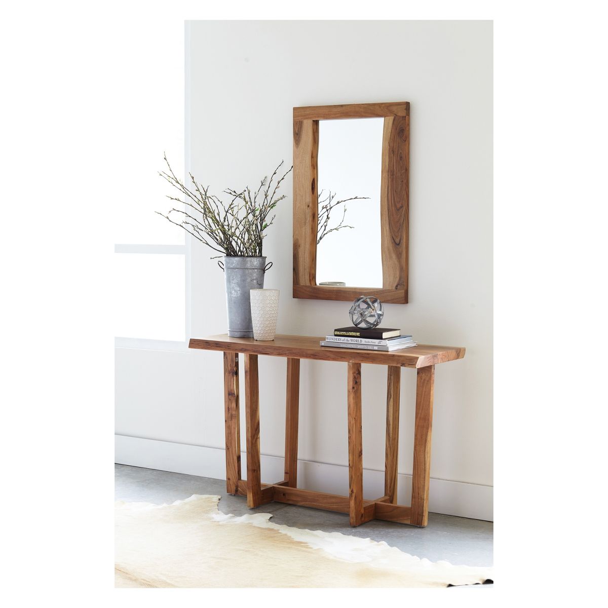 Alaterre Furniture Berkshire Live Edge Solid Wood Media Console: Acacia, Non-Toxic Finish, Steel Hardware - thumbnail 4