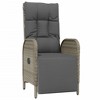 vidaXL Patio Reclining Chairs with Cushions 2 pcs Poly Rattan Gray - 3 of 4