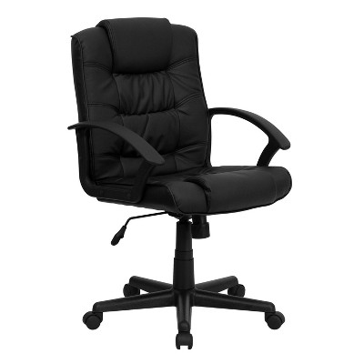 Swivel Task Chair Black Leather - Flash Furniture