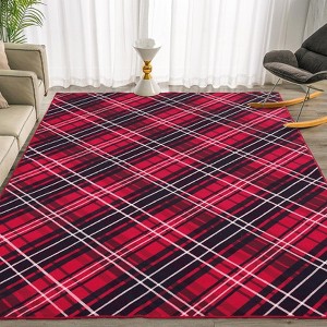 Plaid Area Rug Washable Rug Non Slip Backing Xmas Area Rug Indoor Soft Christmas Area Rug for Living Room Bedroom Nursery - 1 of 4