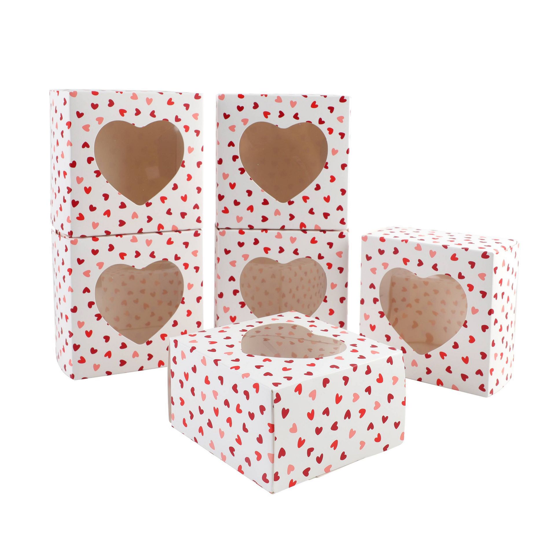 Cook With Color 6pk Heart Print Bakery Boxes