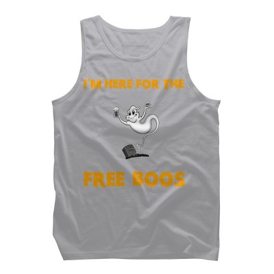 Men's Design By Humans I'm Here For The Free Boos Funny Halloween Ghost Shirt By Galvanized Tank Top