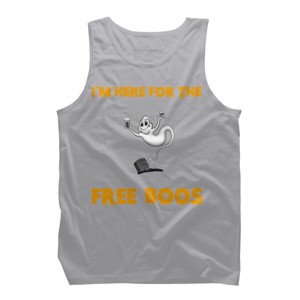 Men's Design By Humans I'm Here For The Free Boos Funny Halloween Ghost Shirt By Galvanized Tank Top - 1 of 4