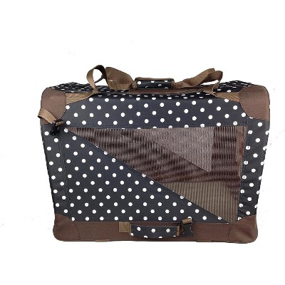 Extra Large Navy and Brown Polka Dot Soft-Sided Pet Crate