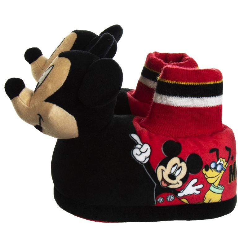 Disney Mickey Mouse 3D slippers - House Shoes Plush Lightweight Warm indoor Comfort Soft Aline - Red/Black 3D (size 5-12 Toddler - Little Kid), 2 of 8