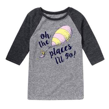 Boys' Dr. Seuss 'Oh The Places I'll Go' Raglan Graphic T-Shirt - Heather Gray/Black