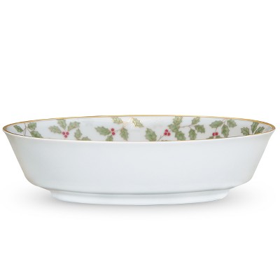 Noritake Holly and Berry Gold Oval Vegetable Serving Bowl