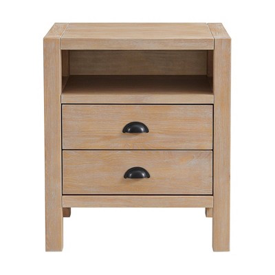 Arden Light Driftwood Solid Pine 2-Drawer Nightstand