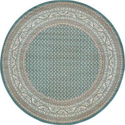 Teal Braided 5' Round Synthetic Indoor Area Rug