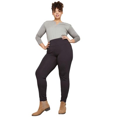 Dressbarn Roz & Ali Women's Plus Size Tummy Control Leggings - Black ...