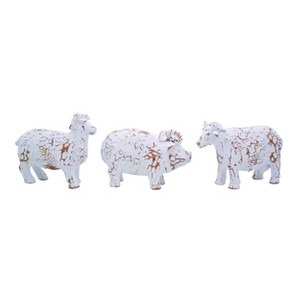 Transpac Resin Whitewash Farm Animal Set of 3 Spring Home Decorations - 1 of 1