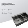 Double Bowl Drop in Sink- 33inx22in Gunmetal Black Double Bowl Kitchen Sink 16 Gauge with Two 10in Deep Basin(60/40) - 4 of 4
