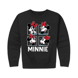 Girls' - Disney - Minnie Grid Graphic Long Sleeve Fleece Sweatshirt - 1 of 4
