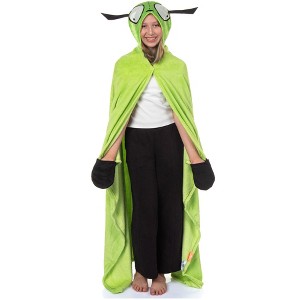 Invader Zim Silk Touch Hooded Blanket with Attached Hood and Pockets Silk Touch 50" X 60" Green - 1 of 4