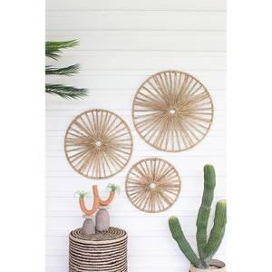 Handwoven Spoked Seagrass Wall Art – Set of Three – 24.5"Tall by Kalalou - 1 of 3