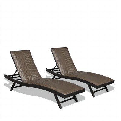Maggift Patio Chaise Lounges 2PCS Armchair sturdy Outdoor Garden Yard, Lawn, Backyard, Deck, Pool Side, with Table, Brown, 76.5"*23.5"*35.75"