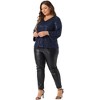 Agnes Orinda Women's Plus Size Sequin Glitter Sparkly V-Neck Long Sleeve Dressy Blouse - 3 of 4