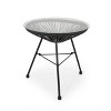 Kumasinova 18" Industrial Tempered Glass Top Outdoor Side Table with Rattan Frame&Iron legs,Patio Accent End Table for Poolside,Garden&Porch,White - 3 of 4