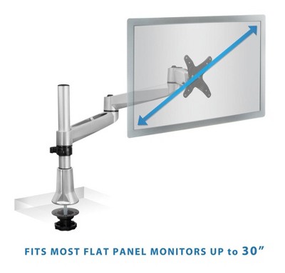 Silver Single Dual-Segment Monitor Desk Mount with Full Motion Arm