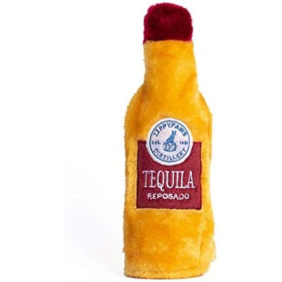 ZippyPaws Happy Hour Crusherz - Interactive Dog Toys, Squeaky Plush Pet Toy, Drink Themed Crinkle Water Bottle Toy - Tequila