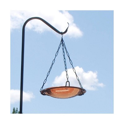 16" Hammered Copper Hanging Birdbath with Black Chain