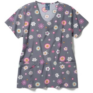Zoe and Chloe Zoe+Chloe V-Neck Border Print Scrub Top - 1 of 1