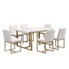 Whisen Elegant Design 7-Piece Rectangle Faux Marble Top Dining Set with 6 Upholstered Chairs - 3 of 4