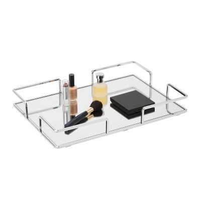 Modern Chrome and Mirror Rectangle Decorative Tray