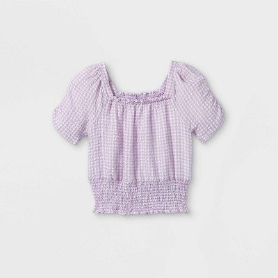 smocked short sleeve top