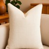 TopComfy Support Pillow Homey Cozy Ivory Linen Style Throw Pillow with Decorative Stitching for Natural Decor, Beige, 17"*17"*10" - 2 of 4