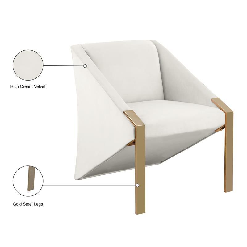 Meridian Furniture Rivet Velvet Accent Chair in White, 5 of 11