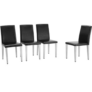 Dolonm Set of 4 PU Leather Chairs with Metal Legs, Modern Minimalist Dining Chairs 16.2x18.5x34.6 Inches - 1 of 4