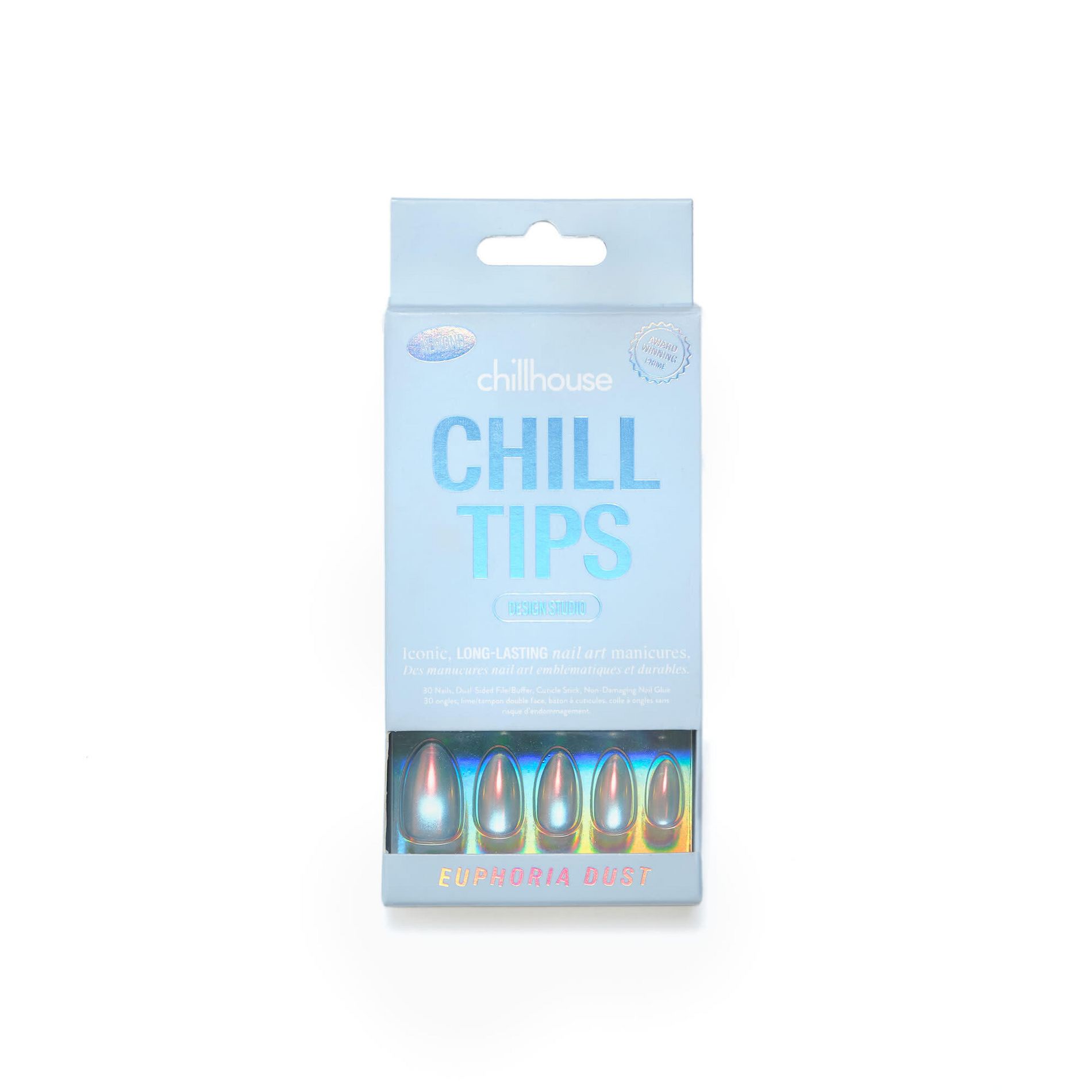 Chillhouse Chill Tips Press-On Nail Set - Design Studio - Euphoria Dust - 24ct: Almond Shape, Shimmer Finish, ABS Material