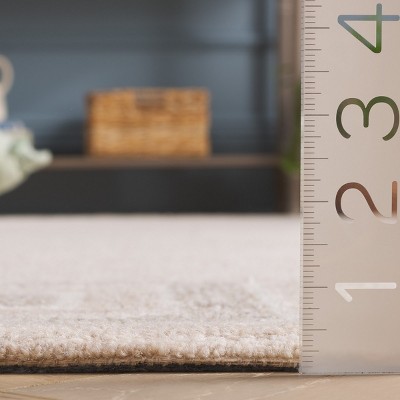Handmade Tufted Square Brown and Ivory Wool Area Rug