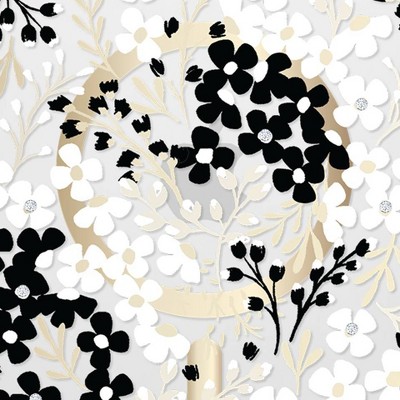Black & White Floral with Gems