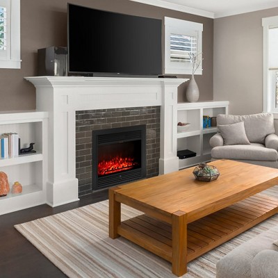 Black 28.5" Electric Fireplace Insert with Remote Control