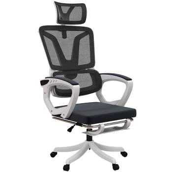 Vinsetto Reclining Office Chair with Adjustable Headrest, Lumbar Support, High Back, Footrest, Comfy Computer Chair, Black