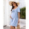 Whizmax Maternity Dresses for Baby Shower Women's Knotted V Neck Knee Length Wrap Baby Shower Dress - 4 of 4
