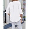 Womens Dressy Casual Blouses 3/4 Sleeve V Neck Ruffle Tops Business Ladies Summer Shirt - 4 of 4