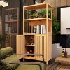 Bamboo Bathroom Storage Accent Cabinet,Freestanding Bathroom Floor Cabinet with Open Shelf,2 Doors Bathroom Storage Cabinet-Cuddlewood - 3 of 4