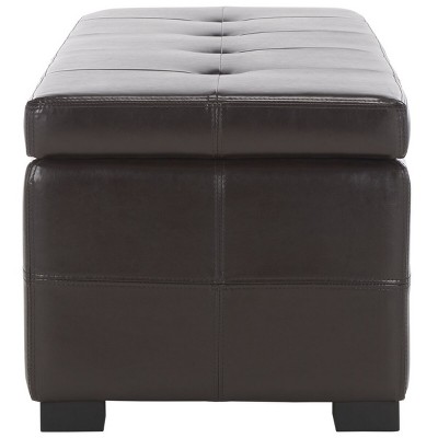 Large Brown Birch Tufted Storage Bench with Hinged Top