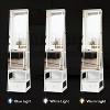 4-in-1 Jewelry Armoire with LED Mirror - 360¡ã Rotating, Lockable Wheels, Adjustable Lighting, Velvet-Lined Storage, Matte White - 3 of 4
