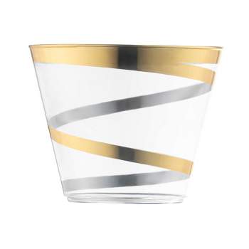 Smarty Had A Party 9 oz. Clear with Gold Swirl Round Disposable Plastic Party Cups (240 Cups)