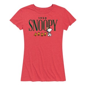 Women's - Peanuts - 1950's Camper Snoopy Short Sleeve Graphic T-Shirt - 1 of 4